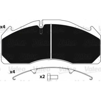 Колодки тормозные дисковые для VOLVO FH 12, FH 16, FH, FL 6, FL, FM 10, FM 12, FM 7, FM 9, FM, FMX <b>VALEO 882221 / 29125</b>