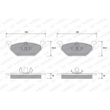 Колодки тормозные дисковые для AUDI A3 / SKODA FABIA, OCTAVIA, ROOMSTER / VW BORA, FOX, GOLF, NEW BEETLE, POLO <b>WEEN 151-1124 / 23130</b>