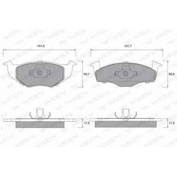 Колодки тормозные дисковые для SKODA FABIA(6Y2,6Y3,6Y5), ROOMSTER(5J) / VW FOX(5Z1,5Z3), LUPO(6E1,6X1), POLO(6N1,6N2,6NF,9A4,9N#) <b>WEEN 151-1143 / 21866</b>