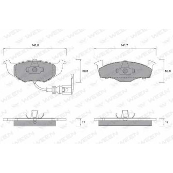 Колодки тормозные дисковые для SKODA FABIA(6Y2,6Y3,6Y5), ROOMSTER(5J) / VW POLO(9A4,9N#) <b>WEEN 151-1144 / 21866</b>