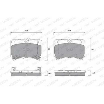 Колодки тормозные дисковые для KIA AVELLA / MAZDA 121(DB), 2(DY), 323 F(BJ), 323 P(BA), 323(BG), FAMILIA(BA,BG), FESTIVA <b>WEEN 151-1192 / 21654</b>