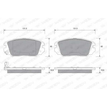 Колодки тормозные дисковые для HYUNDAI GRANDEUR(TG), SONATA(EF,NF) / KIA OPIRUS(GH) <b>WEEN 151-2150</b>