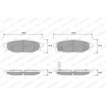 Колодки тормозные дисковые для SUBARU FORESTER(SH), IMPREZA(G3,GH,GR), LEGACY(B13#,BL,BM,BP,BR), OUTBACK(BL,BM,BP,BR) <b>WEEN 151-2336</b>