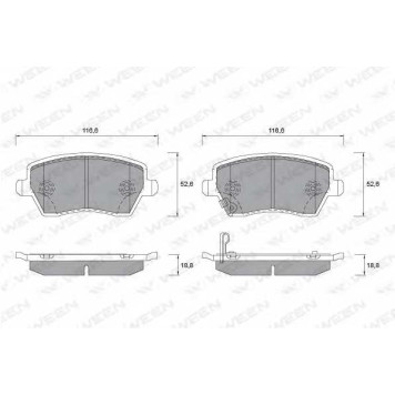 Колодки тормозные дисковые для OPEL AGILA(B) / SUZUKI SPLASH, SWIFT(EZ,MZ) <b>WEEN 151-2358 / 23973</b>