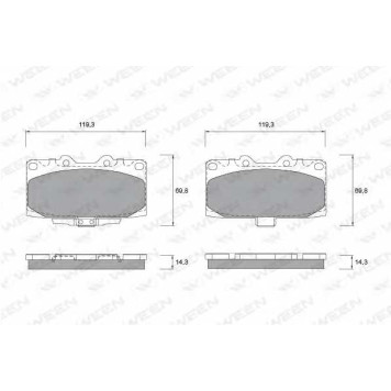 Колодки тормозные дисковые для SUBARU IMPREZA(GD,GG) <b>WEEN 151-2574</b>
