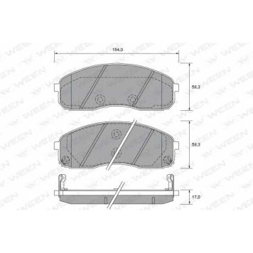 Колодки тормозные дисковые для KIA CARNIVAL(GQ) <b>WEEN 151-2593 / 23649</b>