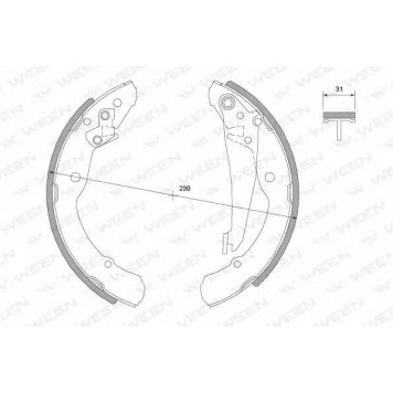 Комплект тормозных колодок для SKODA OCTAVIA(1U2,1U5), ROOMSTER(5J) / VW CADDY(9K9A,9K9B) <b>WEEN 152-2014</b>