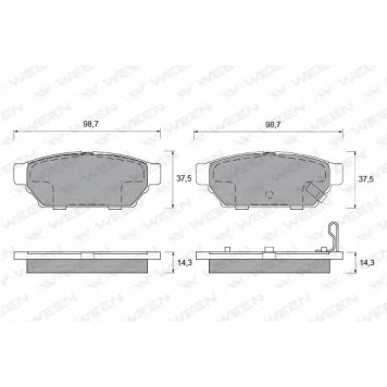 Колодки тормозные дисковые для MITSUBISHI CARISMA, COLT, FTO, LANCER, MIRAGE <b>WEEN 151-2107 / 21872</b>
