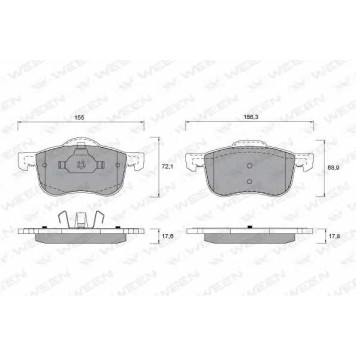 Колодки тормозные дисковые для VOLVO S60, S80(TS,XY), V70(LV,SW), XC70 CROSS COUNTRY <b>WEEN 151-1348 / 23072</b>