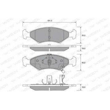 Колодки тормозные дисковые для KIA SEPHIA(FA,FB), SHUMA(FB), SPORTAGE(K00) <b>WEEN 151-2212 / 23384</b>