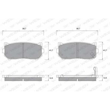 Колодки тормозные дисковые для KIA CARENS(FC,FJ), CLARUS(GC,K9A), SEPHIA(FB), SHUMA(FB) <b>WEEN 151-1137 / 23455</b>