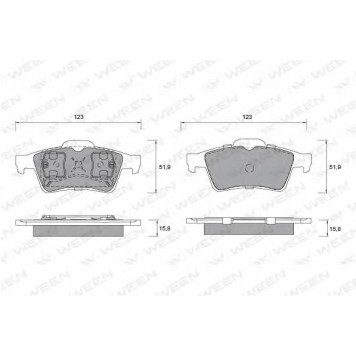 Колодки тормозные дисковые для RENAULT ESPACE, LAGUNA, MEGANE, VEL SATIS / SAAB 9-3 / VOLVO V50 <b>WEEN 151-1246 / 23482</b>