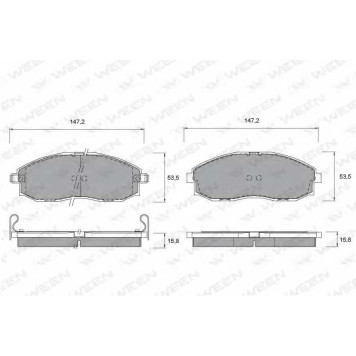 Колодки тормозные дисковые для HYUNDAI H-1, PORTER <b>WEEN 151-1174 / 23536</b>