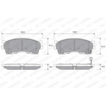 Колодки тормозные дисковые для KIA CARENS(FC), CLARUS(GC,K9A), RIO(DC,DC#), SHUMA(FB) <b>WEEN 151-2521 / 23873</b>