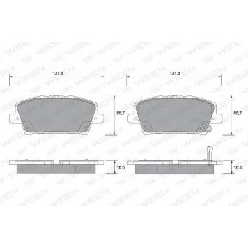 Колодки тормозные дисковые для HONDA CIVIC(FK,FN) <b>WEEN 151-2128 / 24087</b>
