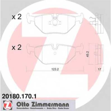 Колодки тормозные дисковые для BMW 3(E36), Z3(E36) <b>ZIMMERMANN 20180.170.1 / 20180</b>