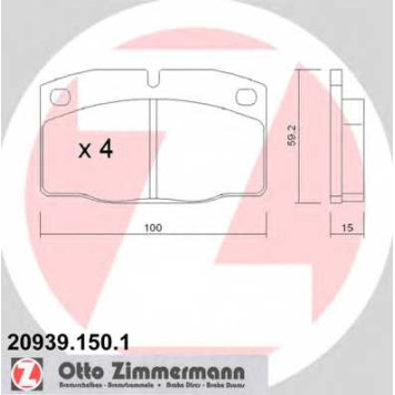 Колодки тормозные дисковые для OPEL ASCONA, CORSA, KADETT, MANTA, OMEGA, REKORD E, VECTRA <b>ZIMMERMANN 20939.150.1 / 20939</b>