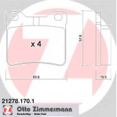 Колодки тормозные дисковые для PEUGEOT 406(8B,8C,8E/F), 607(9D,9U) <b>ZIMMERMANN 21278.170.1 / 21278</b>