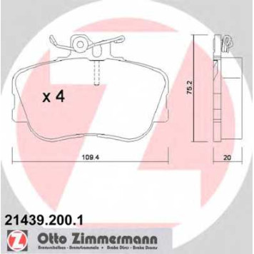 Колодки тормозные дисковые для MERCEDES C(S202,W202) <b>ZIMMERMANN 21439.200.1 / 21439</b>