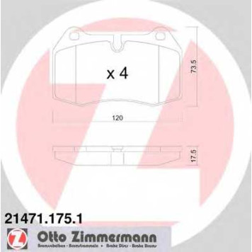 Колодки тормозные дисковые для BMW 7(E38), 8(E31) <b>ZIMMERMANN 21471.175.1 / 21471</b>