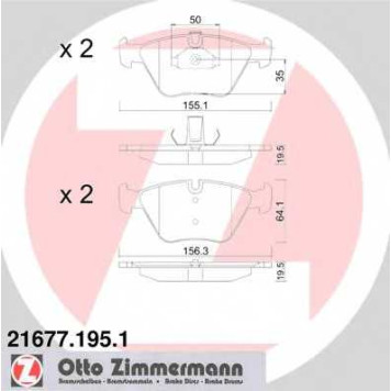 Колодки тормозные дисковые для BMW 5(E39) <b>ZIMMERMANN 21677.195.1 / 21677</b>