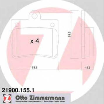 Колодки тормозные дисковые для MERCEDES C(W202), E(C124) <b>ZIMMERMANN 21900.155.1 / 21900</b>