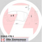 Колодки тормозные дисковые для SUBARU FORESTER(SF), IMPREZA(GC,GF,GFC), LEGACY OUTBACK(BG), LEGACY(BD,BE,BG,BH,BM,BR), OUTBACK(BE,BH) <b>ZIMMERMANN 21915.170.1 / 21915</b>