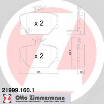 Колодки тормозные дисковые <b>ZIMMERMANN 21999.160.1 / 21999</b>