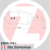 Колодки тормозные дисковые для MERCEDES A(W168) <b>ZIMMERMANN 23070.170.1 / 23070</b>