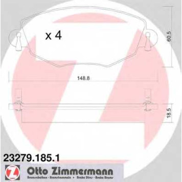 Колодки тормозные дисковые для FORD MONDEO(B4Y,B5Y,BWY) <b>ZIMMERMANN 23279.185.1 / 23279</b>