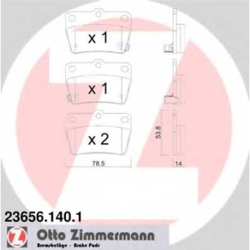 Колодки тормозные дисковые для TOYOTA RAV 4(ACA2#,CLA2#,XA2#,ZCA2#) <b>ZIMMERMANN 23656.140.1 / 23656</b>