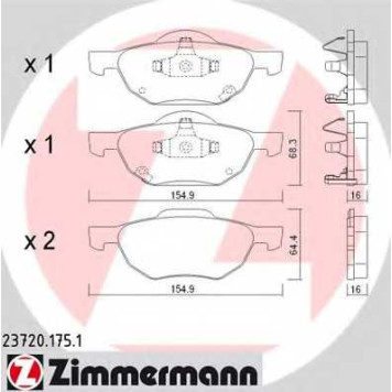 Колодки тормозные дисковые для HONDA ACCORD(CL,CM) <b>ZIMMERMANN 23720.175.1 / 23720</b>