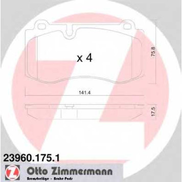 Колодки тормозные дисковые для MERCEDES CLS(C219), E(S211,W211), S(C216,W221), SL(R230) <b>ZIMMERMANN 23960.175.1 / 23960</b>