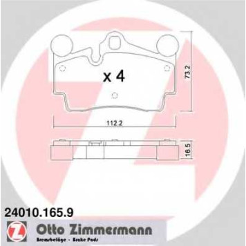 Колодки тормозные дисковые для AUDI Q7(4L) / PORSCHE CAYENNE(955,9PA) <b>ZIMMERMANN 24010.165.9 / 24010</b>