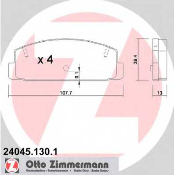 Колодки тормозные дисковые для MAZDA 323 F(BJ), 6(GG,GH,GY), 626(GF,GW), FAMILIA(BJ), PREMACY(CP) <b>ZIMMERMANN 24045.130.1 / 24045</b>