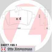 Колодки тормозные дисковые для MERCEDES A(W169), B(W245) <b>ZIMMERMANN 24077.190.1 / 24077</b>