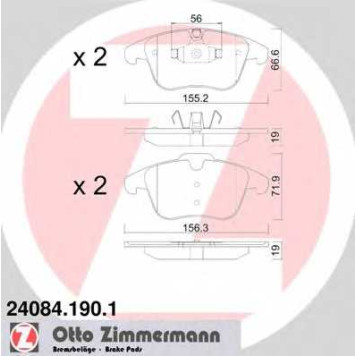 Колодки тормозные дисковые <b>ZIMMERMANN 24084.190.1 / 24084</b>