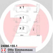 Колодки тормозные дисковые для HONDA CIVIC(FA,FD,FK,FN) <b>ZIMMERMANN 24086.155.1 / 24086</b>