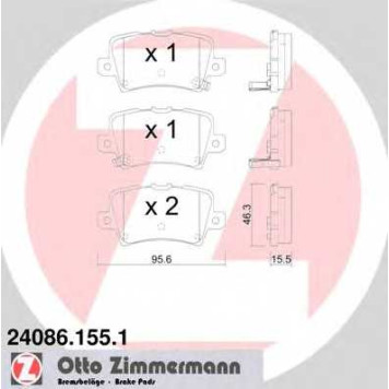 Колодки тормозные дисковые для HONDA CIVIC(FA,FD,FK,FN) <b>ZIMMERMANN 24086.155.1 / 24086</b>