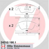 Колодки тормозные дисковые для MERCEDES C(C204,S204,W204), CLS(C218,X218), E(A207,C207,S212,W212), SLK(R172) <b>ZIMMERMANN 24310.190.1 / 24208</b>