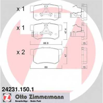 Колодки тормозные дисковые для HONDA ACCORD(CU), CR(RD#), FR(BE) <b>ZIMMERMANN 24231.150.1 / 24231</b>