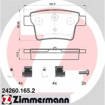 Колодки тормозные дисковые для FORD MONDEO(B4Y,B5Y,BWY) <b>ZIMMERMANN 24260.165.2 / 24260</b>