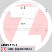 Колодки тормозные дисковые для FIAT PUNTO(199) / OPEL CORSA <b>ZIMMERMANN 24349.175.1 / 24349</b>