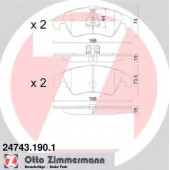 Колодки тормозные дисковые для AUDI A4(8K2,8K5,8KH,B8), A5(8F7,8T3,8TA) / FORD FOCUS(DA#) <b>ZIMMERMANN 24743.190.1 / 24408</b>