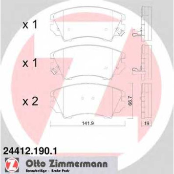 Колодки тормозные дисковые для CHEVROLET CAMARO, MALIBU / OPEL ASTRA GTC J, ASTRA, CASCADA, INSIGNIA, ZAFIRA / SAAB 9-5 <b>ZIMMERMANN 24412.190.1 / 24412</b>