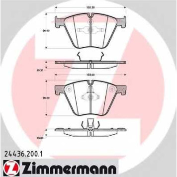 Колодки тормозные дисковые для BMW X5(E70,F15,F85), X6(E71,E72,F16,F86) <b>ZIMMERMANN 24436.200.1 / 24436</b>