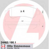 Колодки тормозные дисковые для CITROEN JUMPER / FIAT DUCATO(250,290) / PEUGEOT BOXER <b>ZIMMERMANN 24465.190.1 / 24465</b>