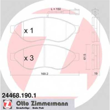 Колодки тормозные дисковые для CITROEN JUMPER / FIAT DUCATO(250,290) / PEUGEOT BOXER <b>ZIMMERMANN 24468.190.1 / 24468</b>