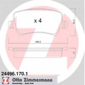 Колодки тормозные дисковые для FORD GALAXY, S-MAX / LAND ROVER RANGE ROVER EVOQUE / VOLVO S60, S80, V60, V70, XC60, XC70 <b>ZIMMERMANN 24496.170.1 / 24496</b>