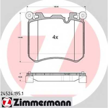 Колодки тормозные дисковые для BMW X5(E70,F15,F85), X6(E71,E72,F16,F86) <b>ZIMMERMANN 24524.195.1 / 24524</b>